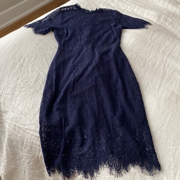 Lulus Navy Lace Midi Dress - Picture 4 of 7